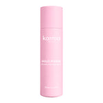 A pink cylindrical bottle of Karma Beauty Hold, Please Flexible Hold Hair Spray, shown against a plain white background.